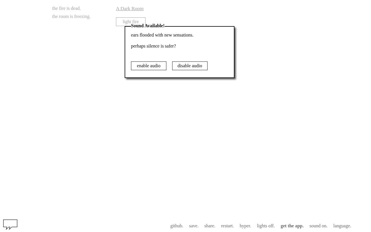 Screenshot of A Dark Room