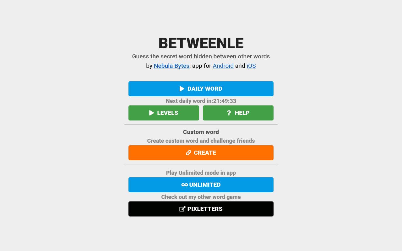 Screenshot of Betweenle