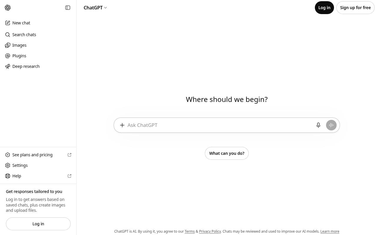 Screenshot of ChatGPT