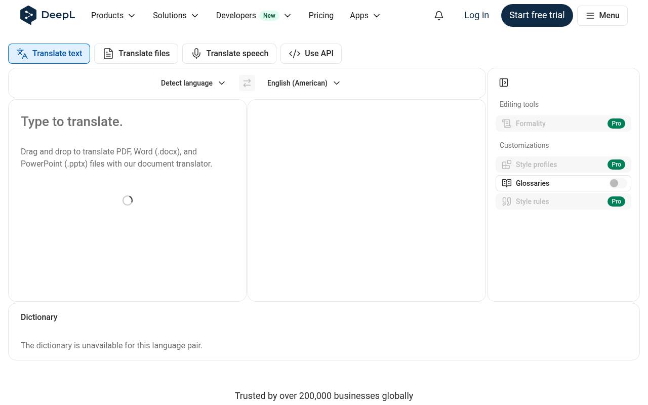 Screenshot of DeepL