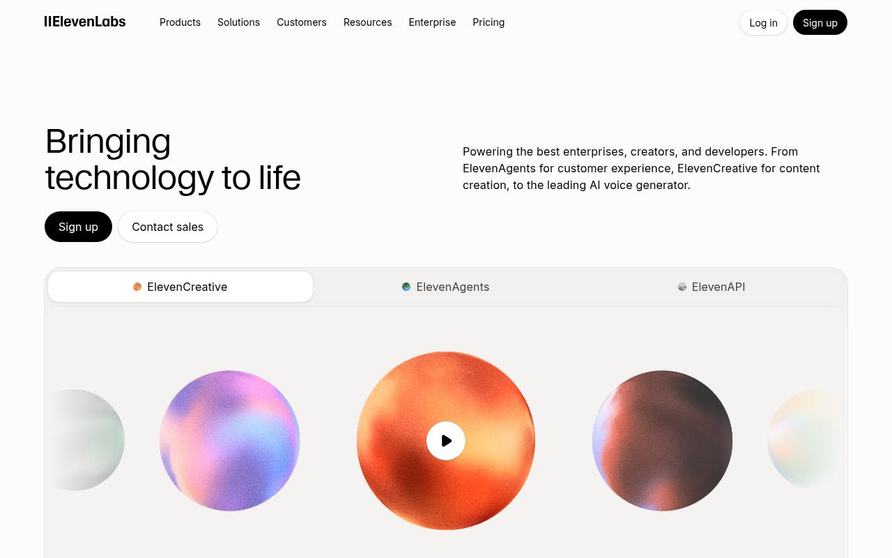 Screenshot of ElevenLabs