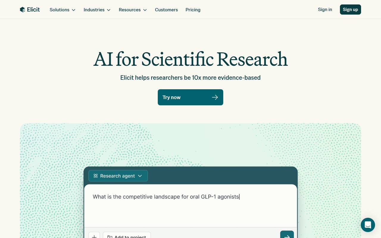 Screenshot of Elicit
