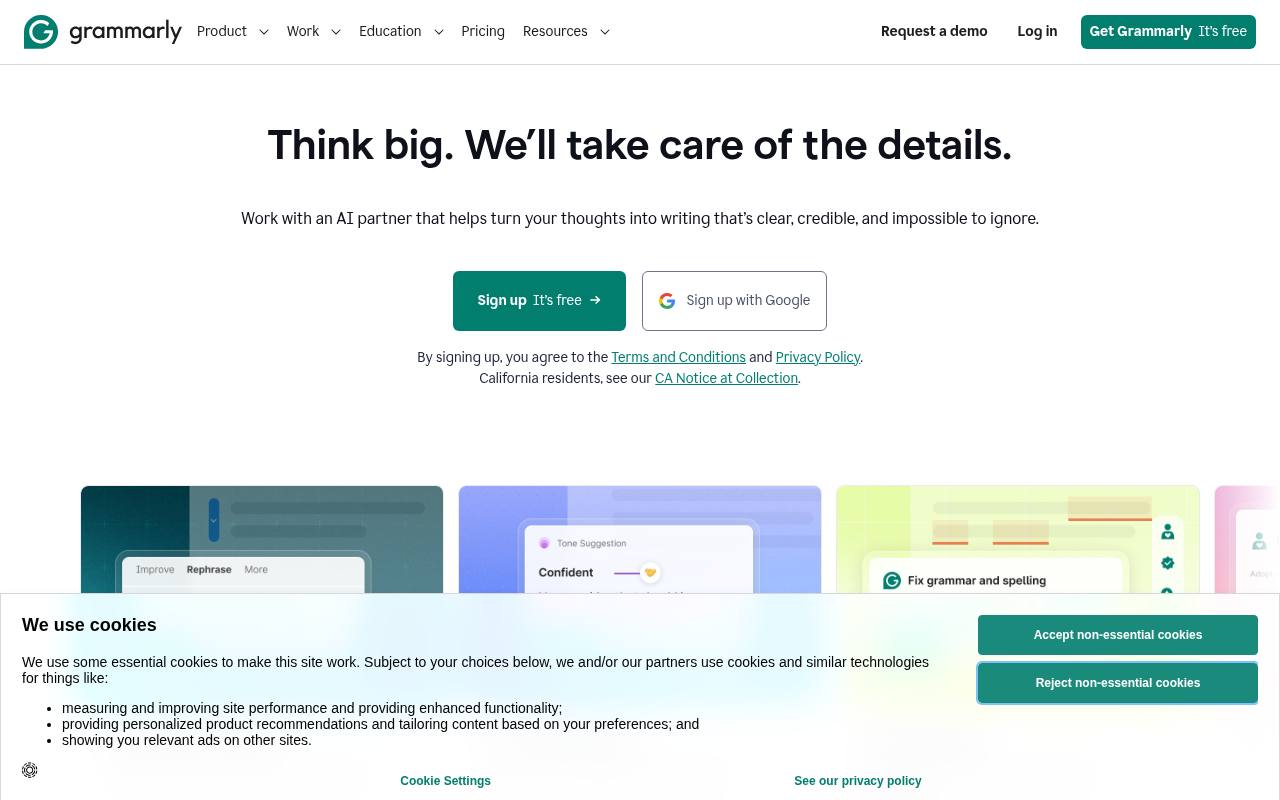 Screenshot of Grammarly