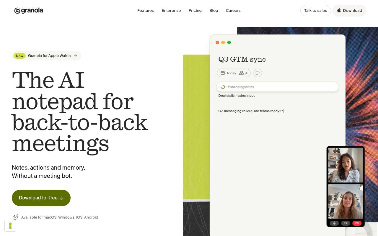 Screenshot of Granola