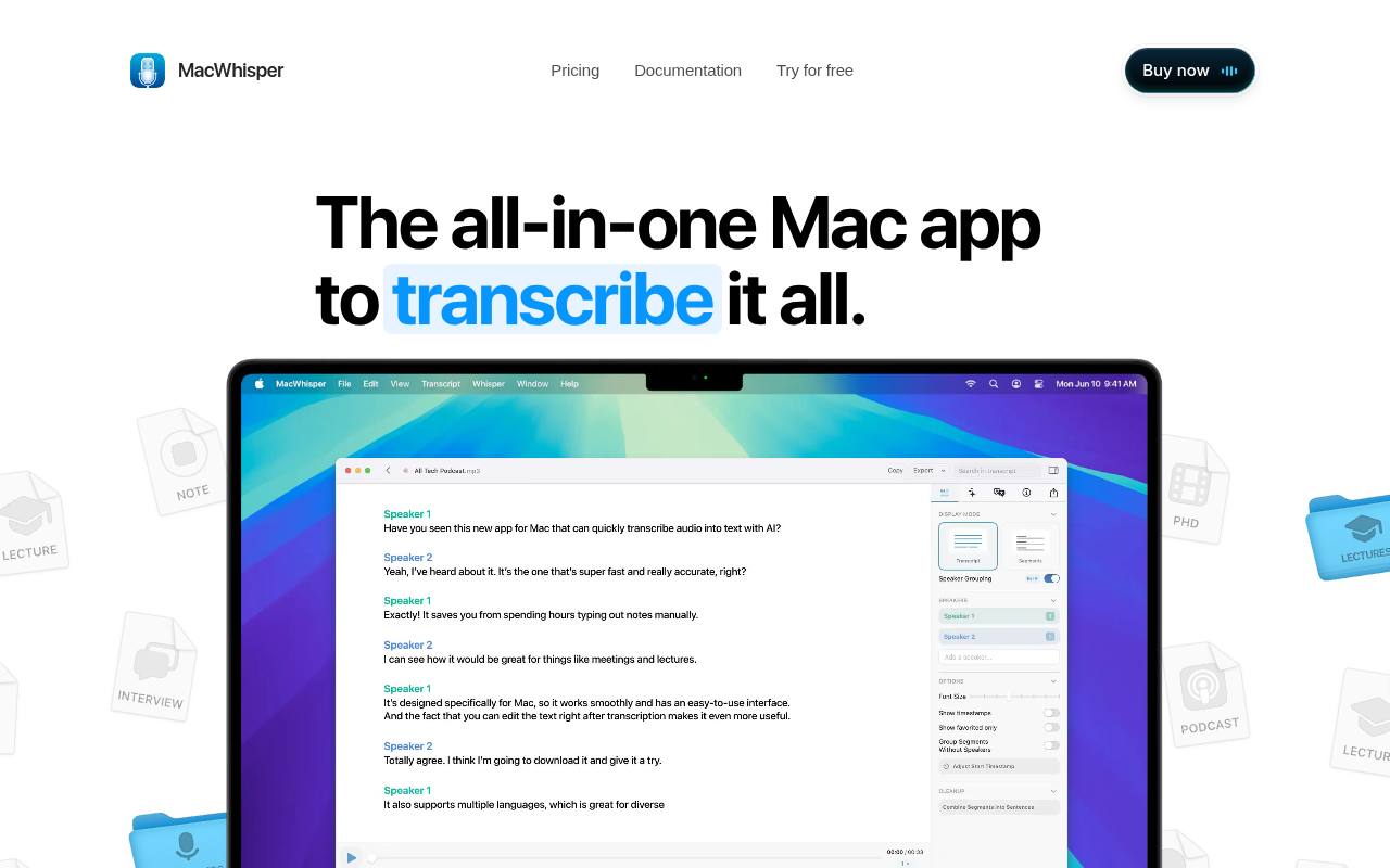 Screenshot of MacWhisper