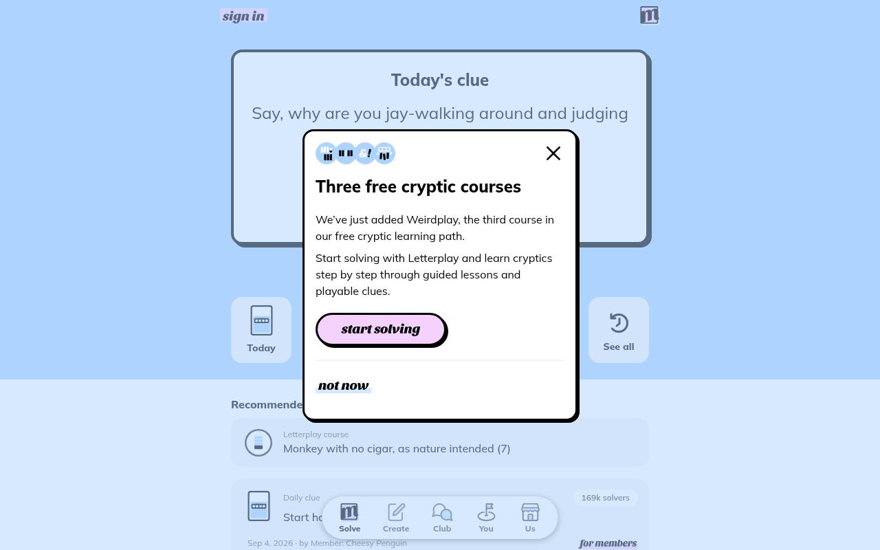 Screenshot of Minute Cryptic