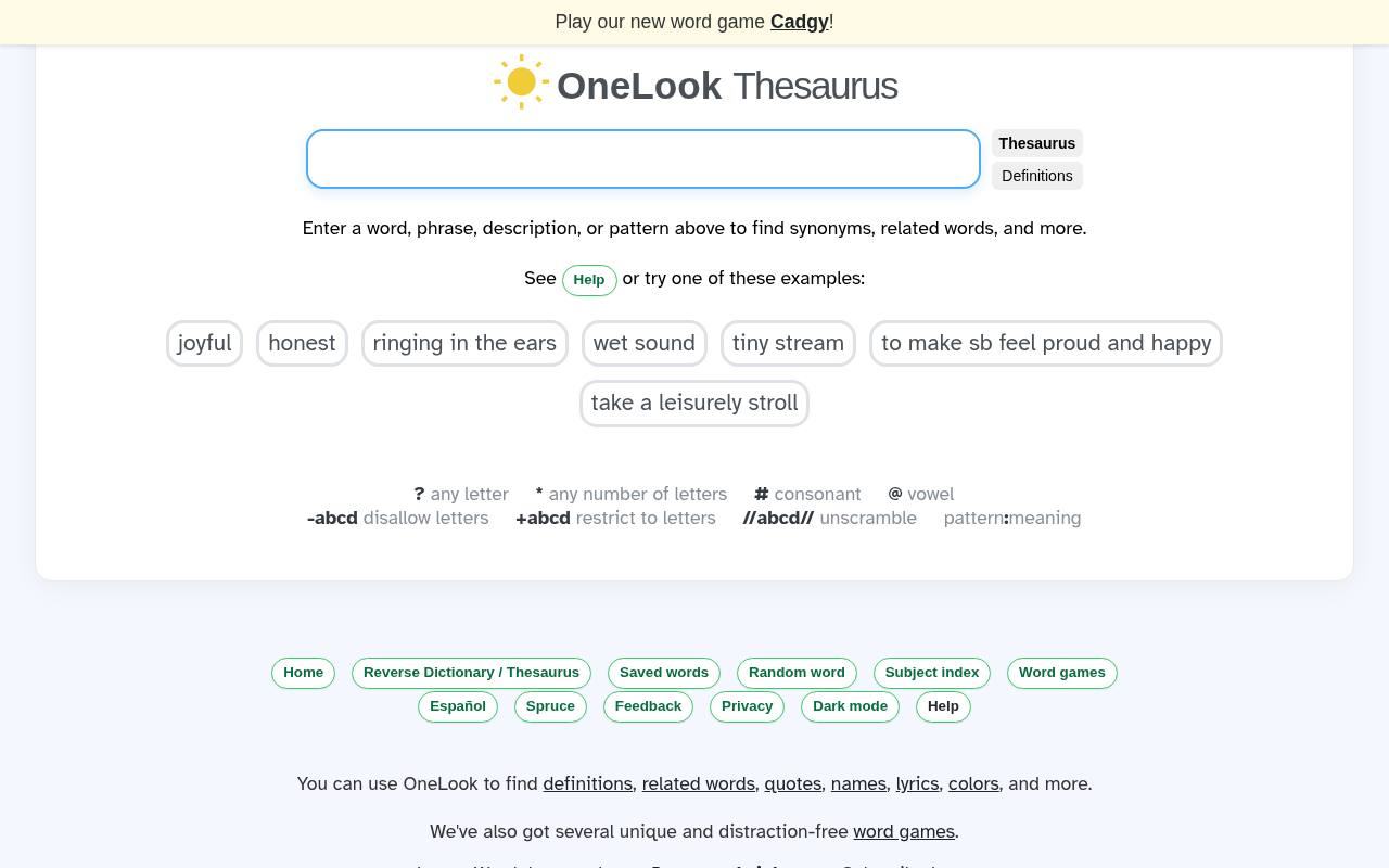 Screenshot of OneLook