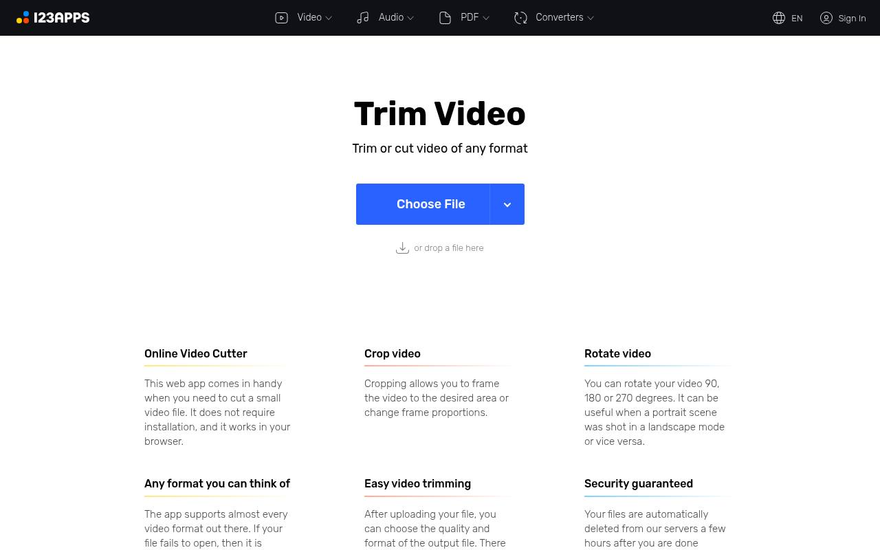 Screenshot of Online Video Cutter