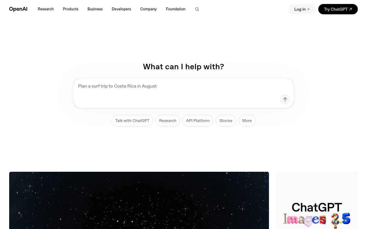 Screenshot of OpenAI