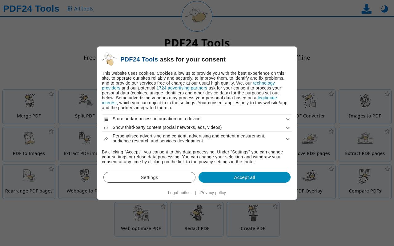 Screenshot of PDF24 Tools