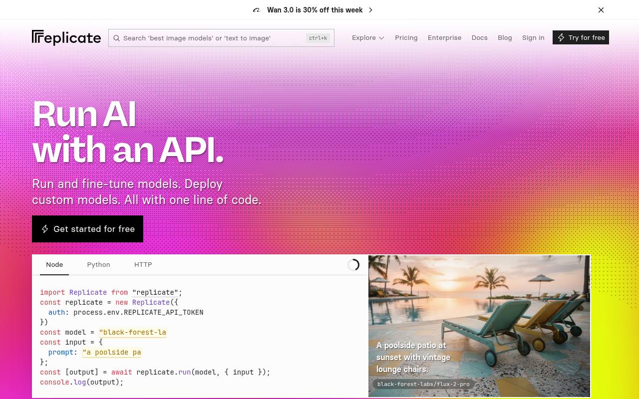 Screenshot of Replicate