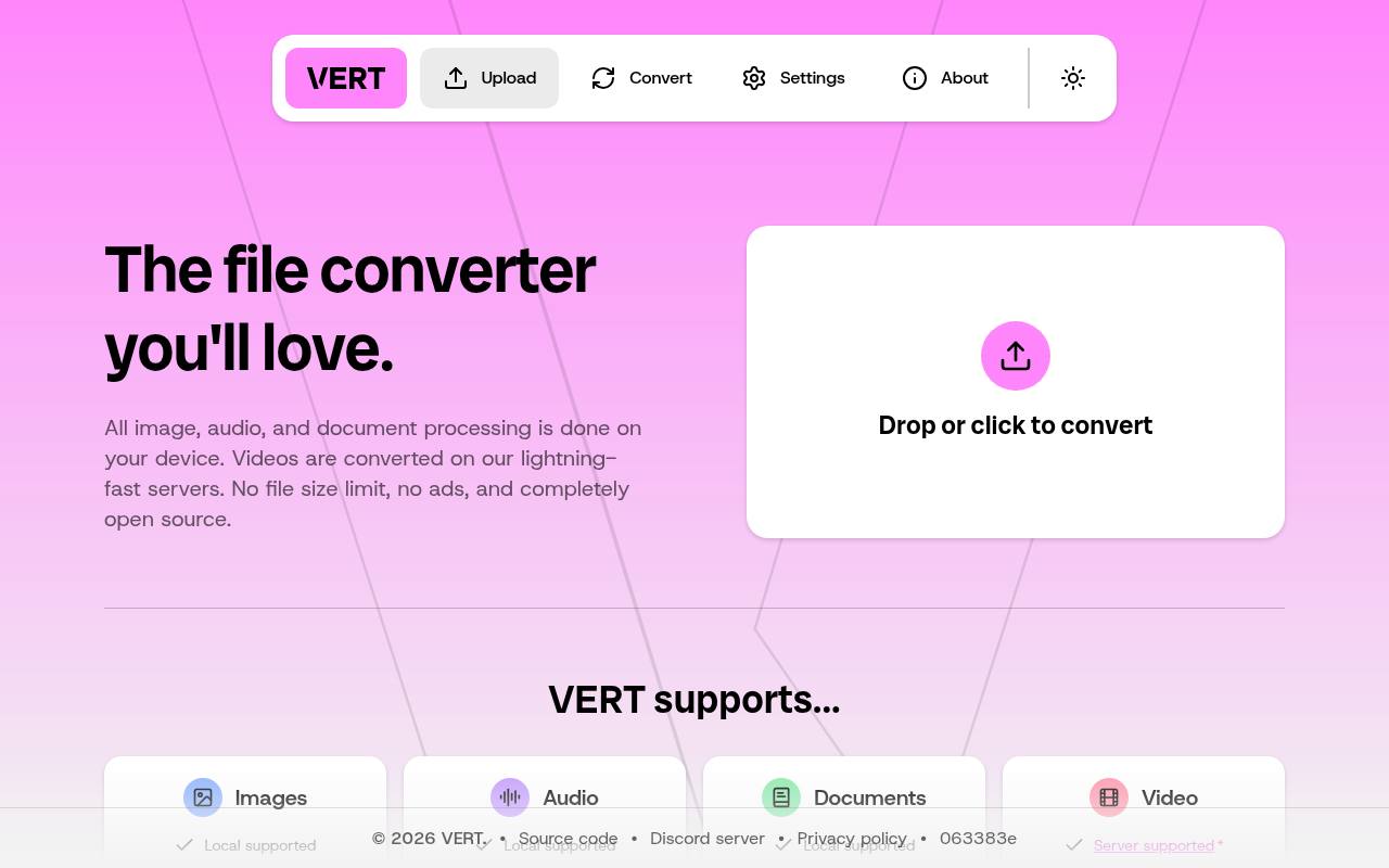 Screenshot of VERT.sh