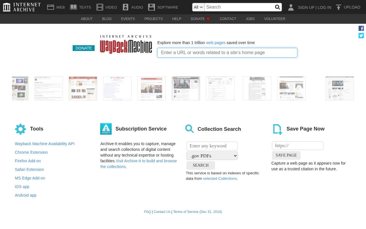 Screenshot of Wayback Machine