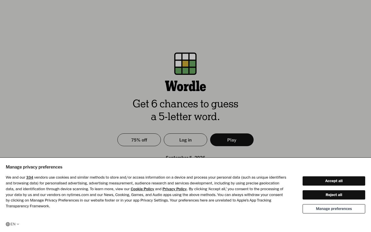 Screenshot of Wordle